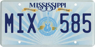 MS license plate MIX585