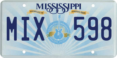 MS license plate MIX598