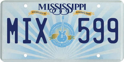 MS license plate MIX599