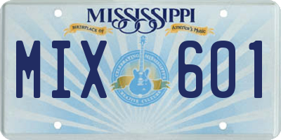 MS license plate MIX601