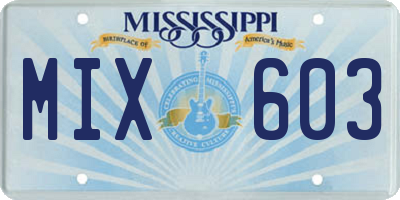 MS license plate MIX603