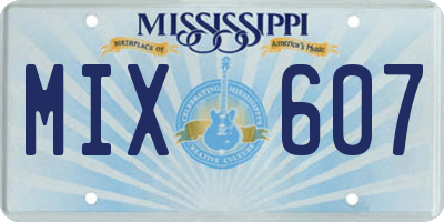 MS license plate MIX607
