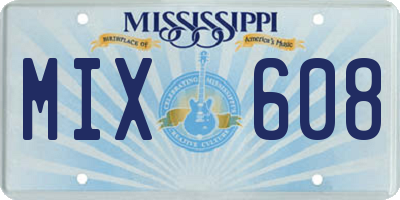 MS license plate MIX608