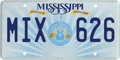 MS license plate MIX626