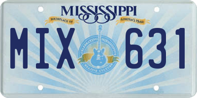 MS license plate MIX631