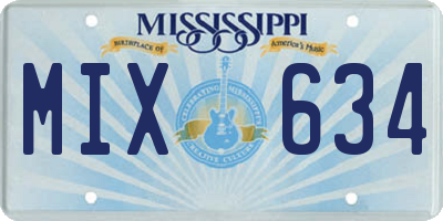 MS license plate MIX634