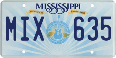 MS license plate MIX635