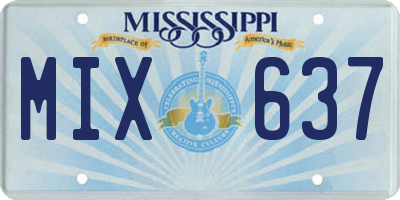 MS license plate MIX637