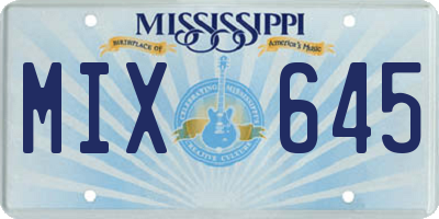 MS license plate MIX645