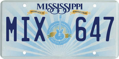 MS license plate MIX647