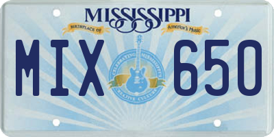 MS license plate MIX650