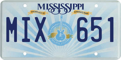 MS license plate MIX651