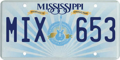 MS license plate MIX653