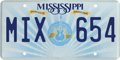 MS license plate MIX654
