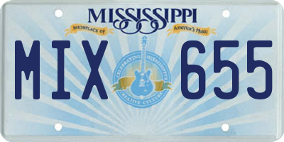 MS license plate MIX655