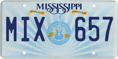 MS license plate MIX657