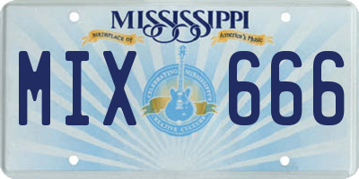 MS license plate MIX666