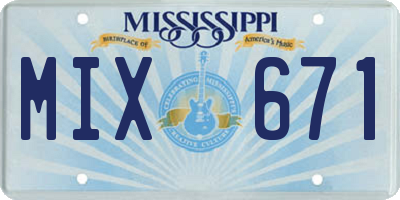 MS license plate MIX671