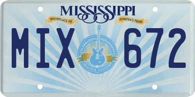 MS license plate MIX672