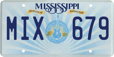 MS license plate MIX679