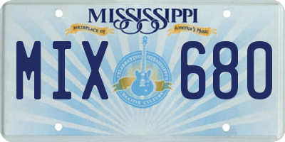 MS license plate MIX680