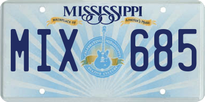 MS license plate MIX685