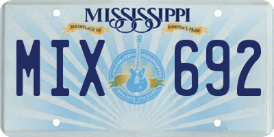 MS license plate MIX692