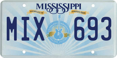 MS license plate MIX693