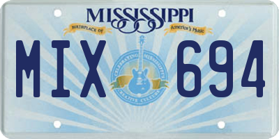MS license plate MIX694