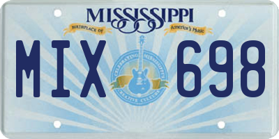 MS license plate MIX698