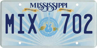 MS license plate MIX702