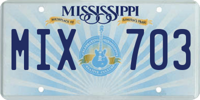 MS license plate MIX703