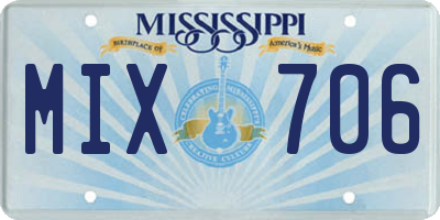 MS license plate MIX706