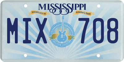 MS license plate MIX708