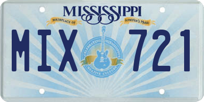 MS license plate MIX721