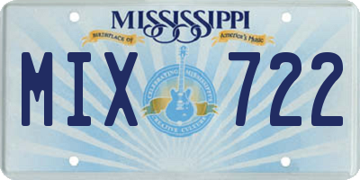 MS license plate MIX722