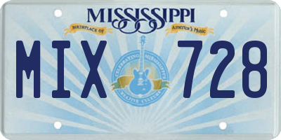 MS license plate MIX728