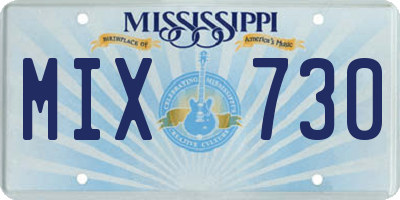 MS license plate MIX730