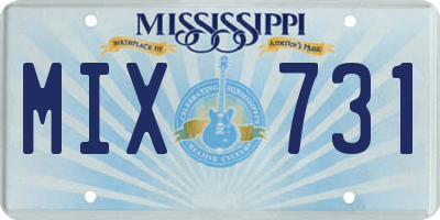 MS license plate MIX731