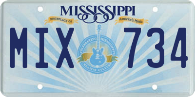 MS license plate MIX734