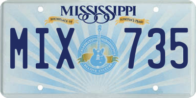 MS license plate MIX735
