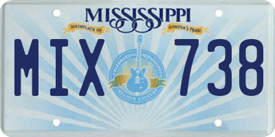 MS license plate MIX738
