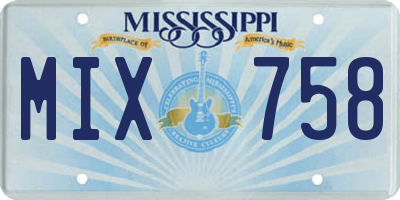 MS license plate MIX758