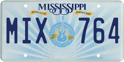 MS license plate MIX764
