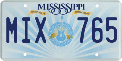 MS license plate MIX765