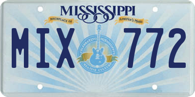 MS license plate MIX772