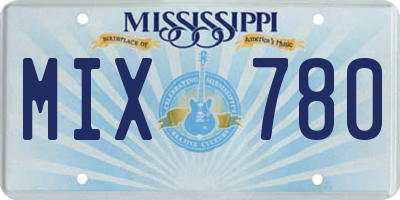 MS license plate MIX780