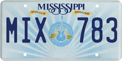 MS license plate MIX783