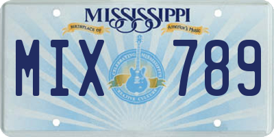 MS license plate MIX789