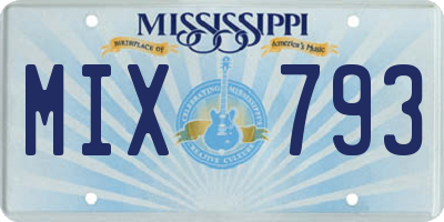 MS license plate MIX793